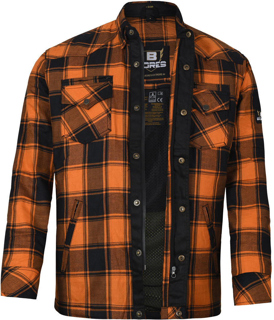 Bores Lumberjack Premium Camisa de moto - Negro Naranja (M)