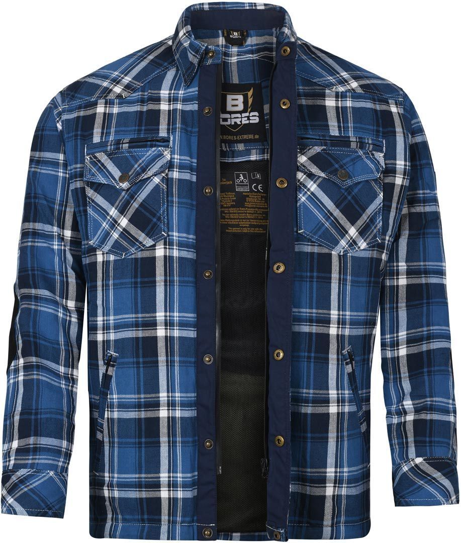 Bores Lumberjack Premium Camisa de moto - Blanco Azul (5XL)