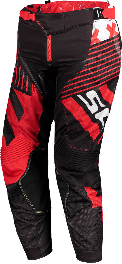 Scott 450 Patchwork Pantalones de Motocross - Negro Rojo (30)