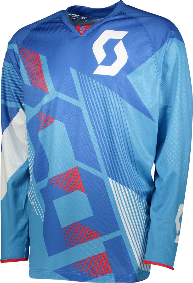 Scott 350 Dirt Camiseta de Motocross 2018 - Blanco Azul (2XL)