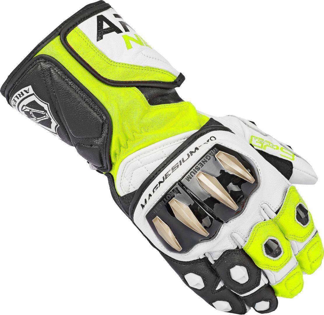 Arlen Ness Sugello Guantes de motocicleta - Negro Blanco Amarillo (M)