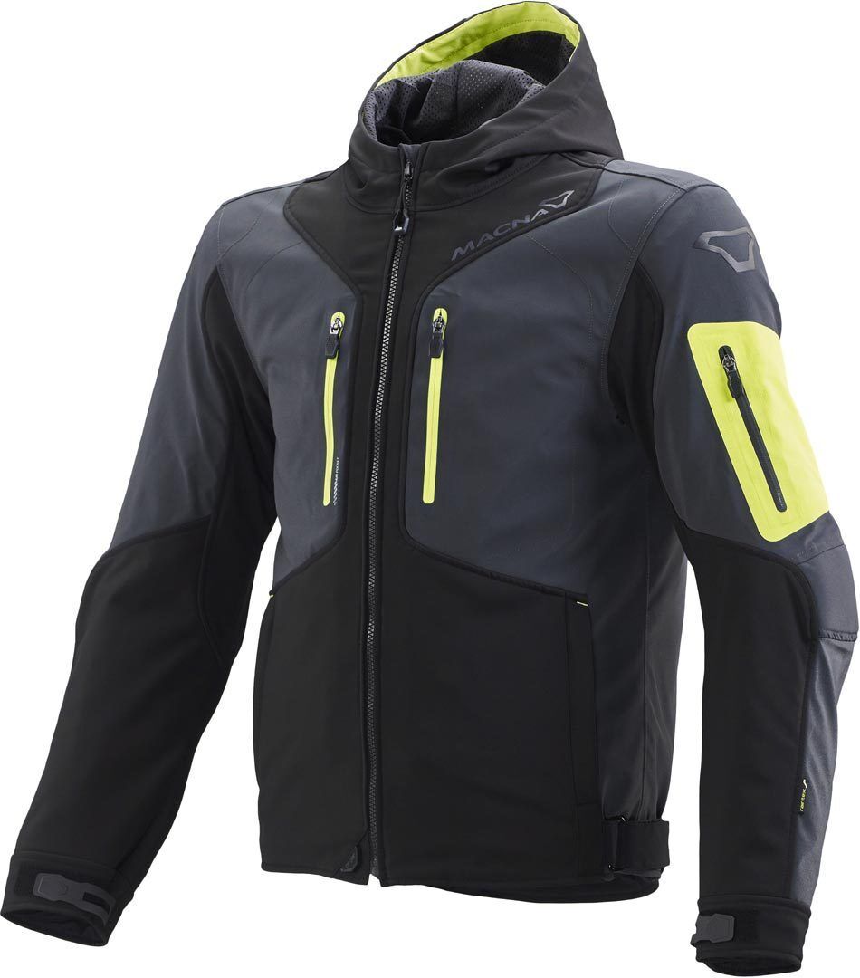 Macna Aytee NightEye chaqueta textil impermeable para motocicletas - Negro Amarillo (L)