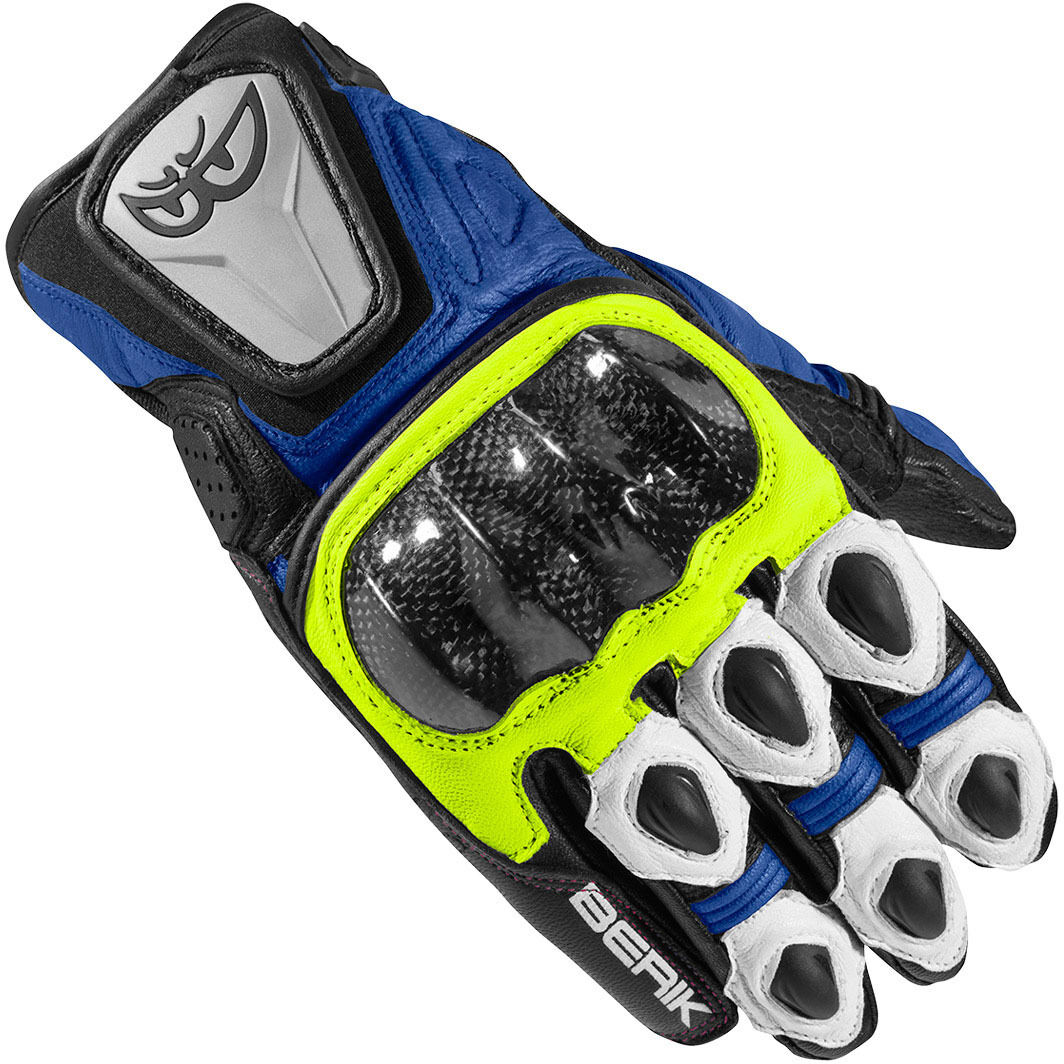 Berik Namib Guantes de la motocicleta - Negro Blanco Azul (M)