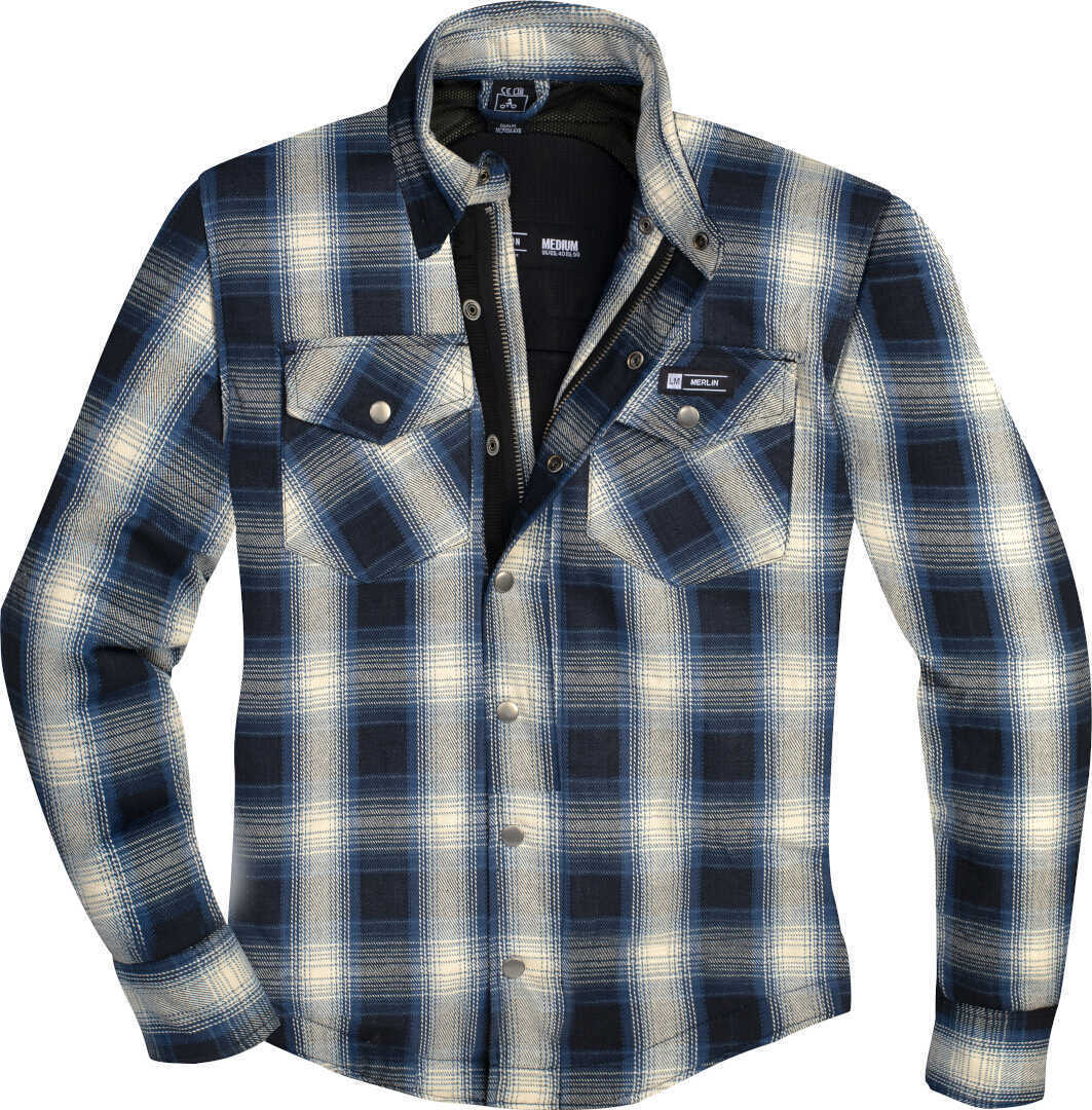 Merlin Axe camisa de leñador de motocicleta - Blanco Azul (S)