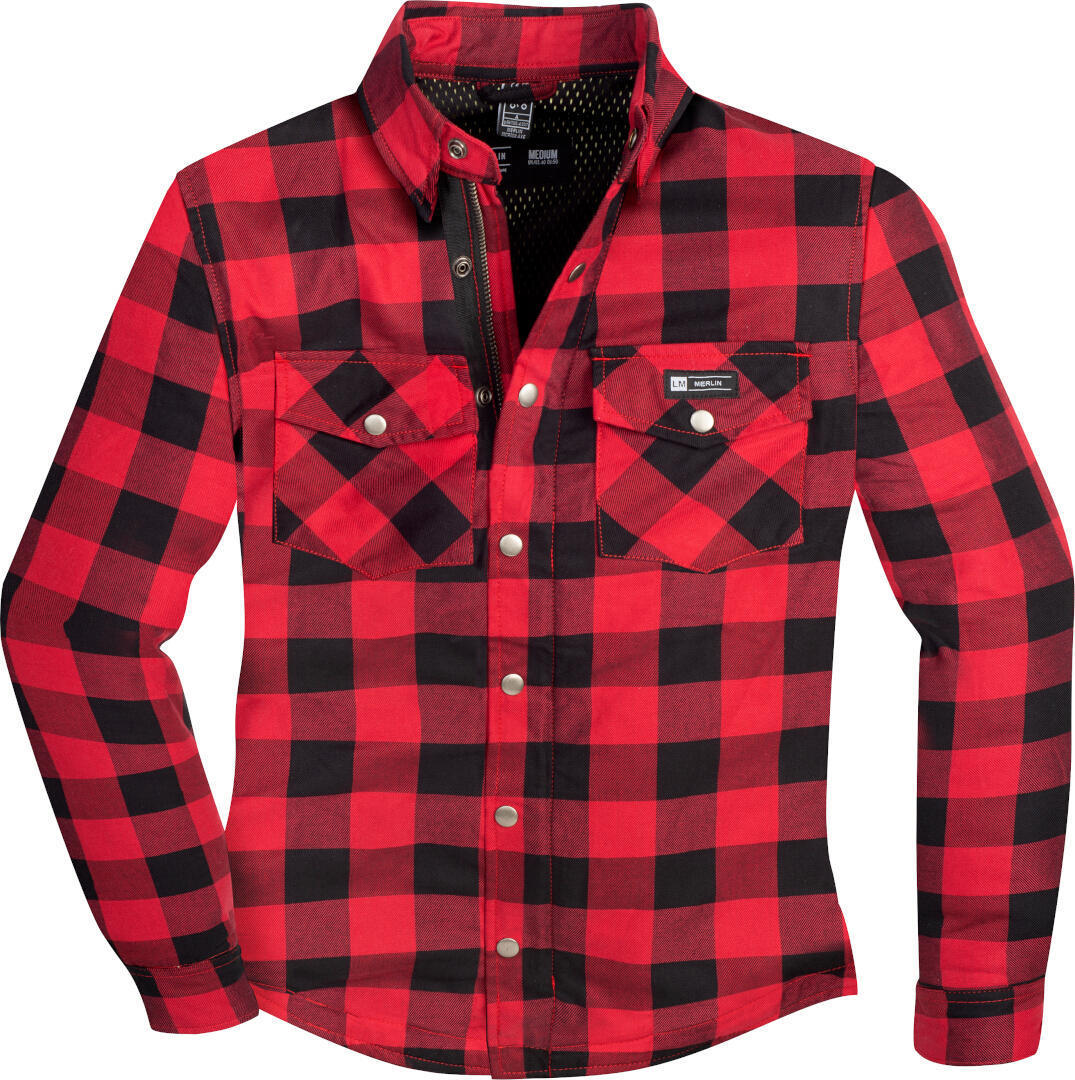 Merlin Axe camisa de leñador de motocicleta - Negro Rojo (M)