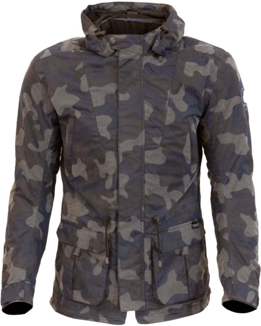 Merlin Belmot Camo Chaqueta encerada de la motocicleta - Azul (M)