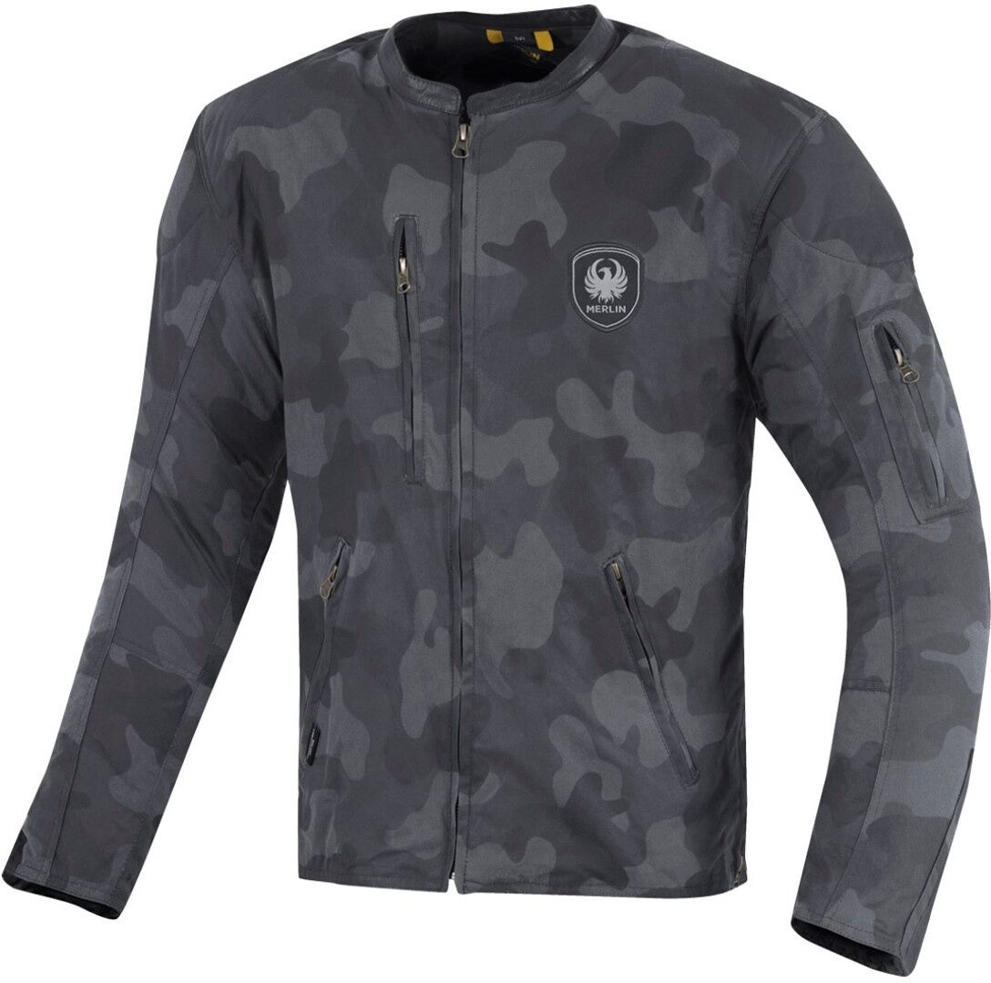 Merlin Covert Camo Chaqueta encerada de la motocicleta - Azul (S)