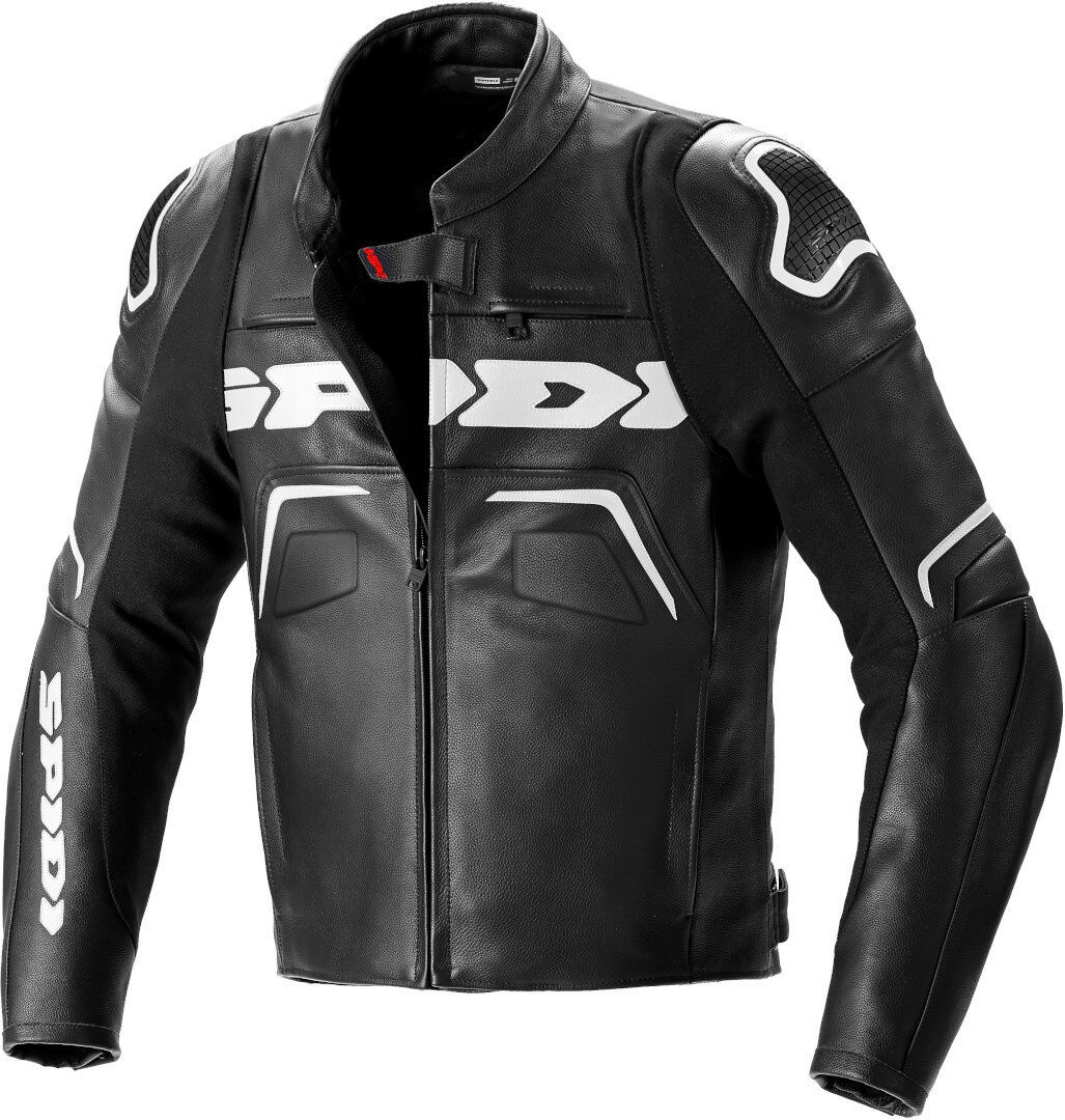 Spidi Evorider 2 Chaqueta de cuero de motocicleta - Negro Blanco (56)