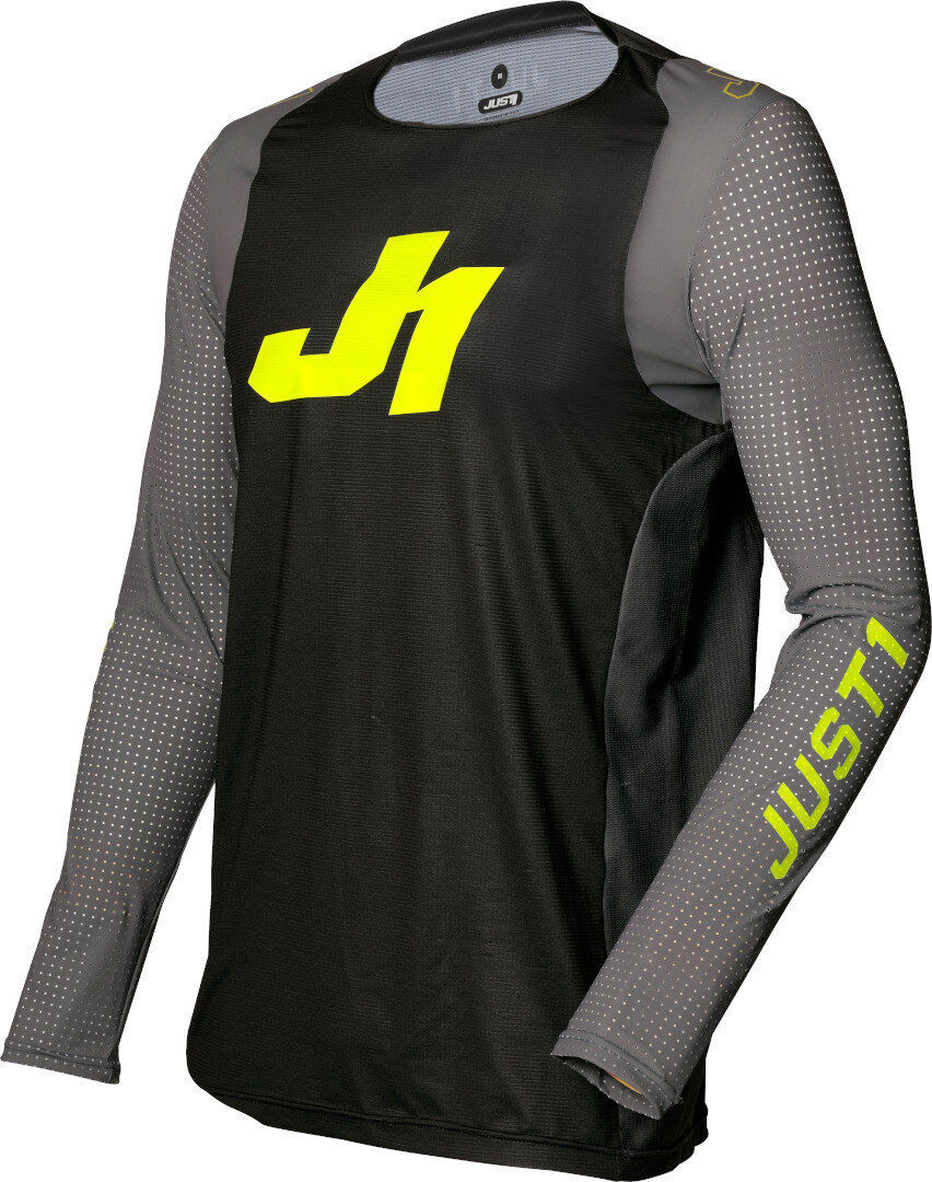 Just1 J-Flex Jersey de Motocross - Negro Gris Amarillo (XL)