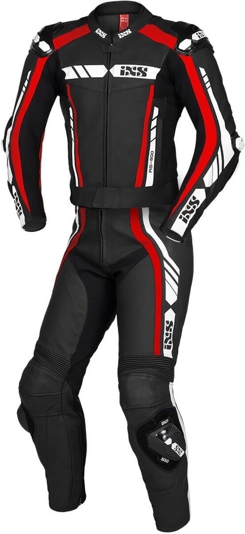 IXS Sport RS-800 1.0 Traje de cuero de motocicleta de dos piezas - Negro Blanco Rojo (50)