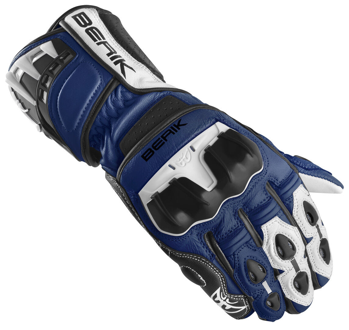 Berik Track Plus Guantes de motocicleta - Negro Blanco Azul (3XL)