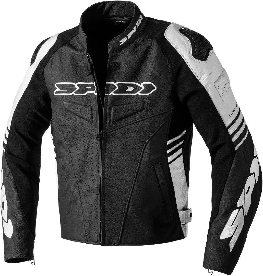 Spidi Track Warrior Chaqueta de cuero para motocicleta - Negro Blanco (52)