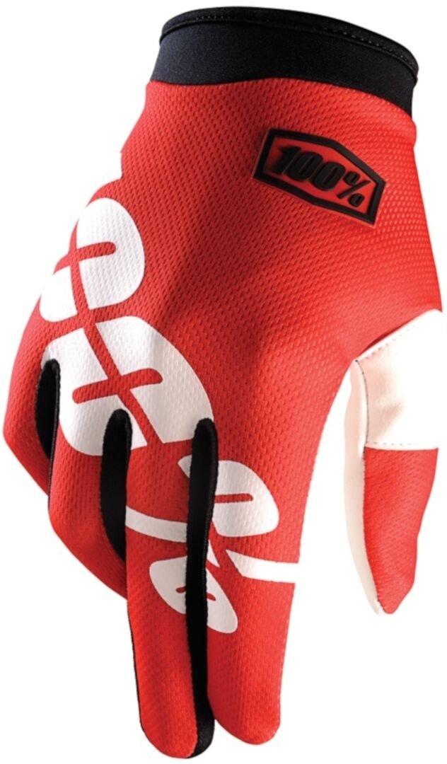 100% iTrack Guantes de Motocross - Blanco Rojo (S)