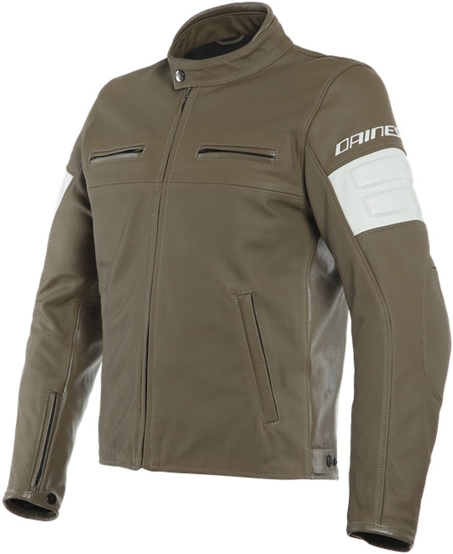 Dainese San Diego Chaqueta de cuero de motocicleta perforada - Marrón (46)