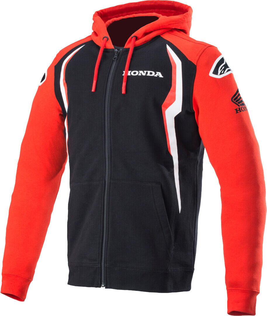 Alpinestars Honda Sudadera con capucha zip - Negro Rojo (2XL)