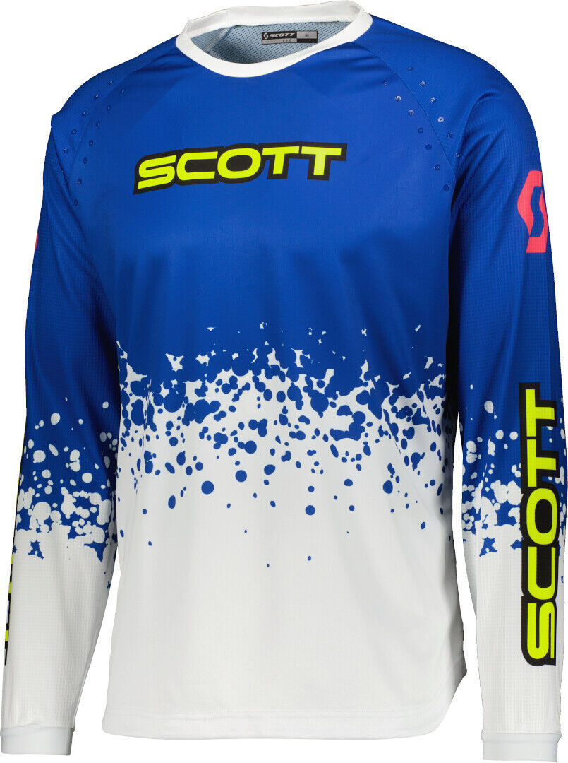 Scott 350 Race Evo Maillot de Motocross - Blanco Azul (S)