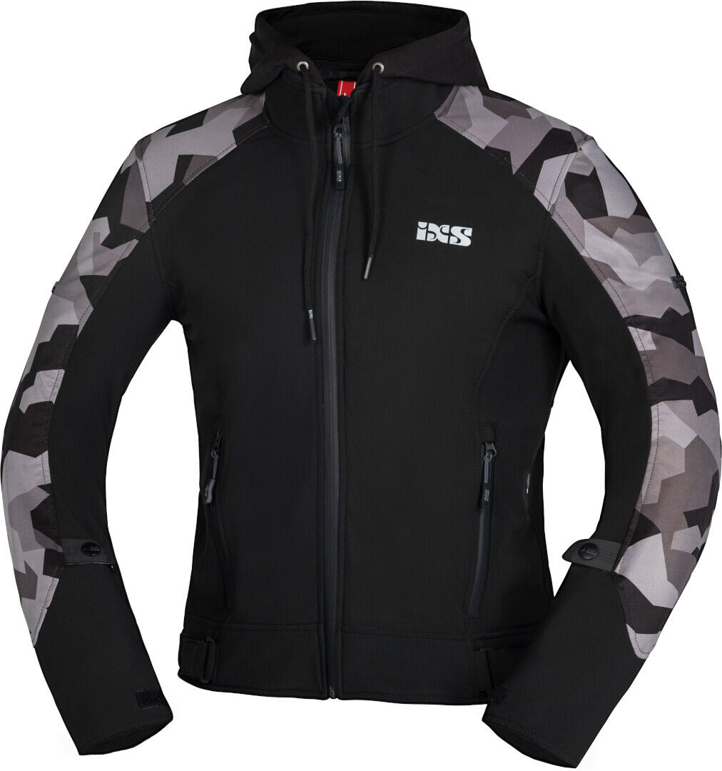 IXS Moto Camo Sudadera con capucha con cremallera para motocicleta - Negro Multicolor (XL)