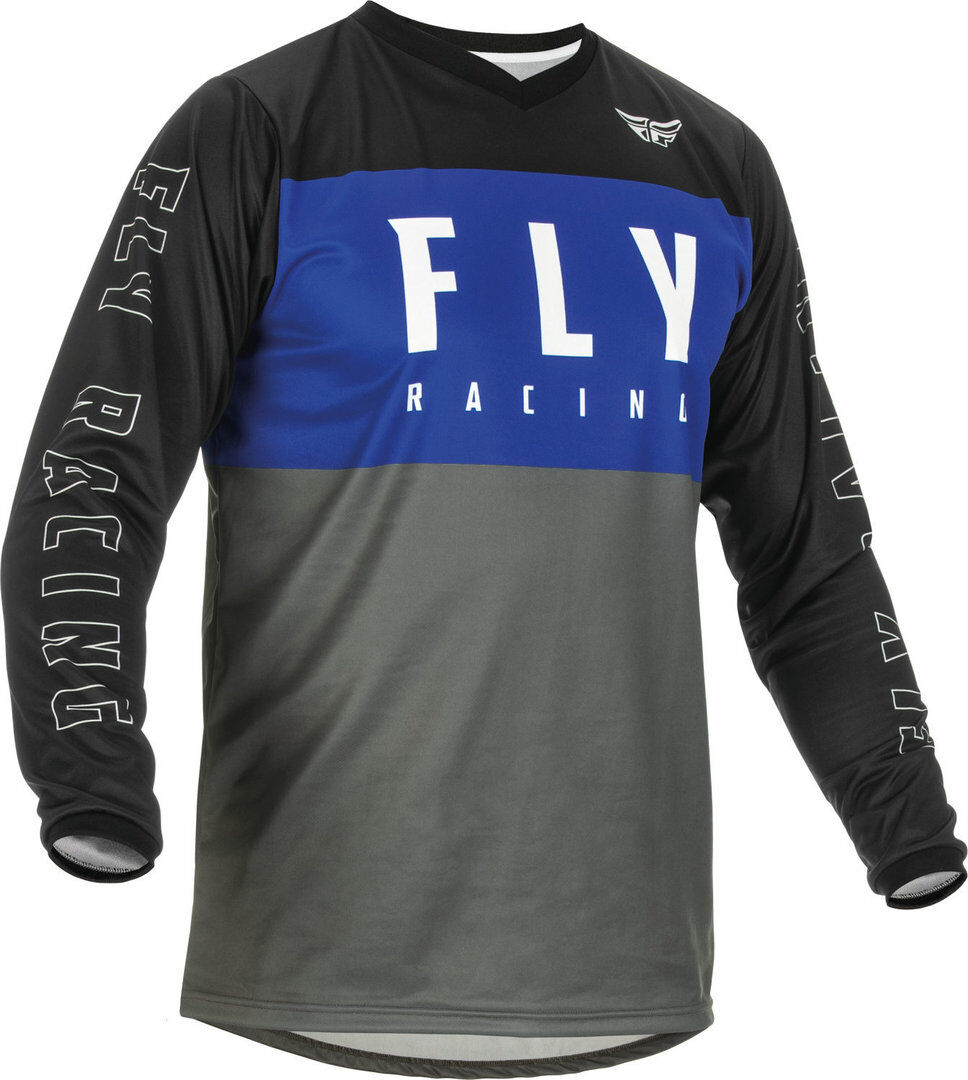 FLY Racing F-16 Maillot de Motocross - Negro Gris Azul (L)
