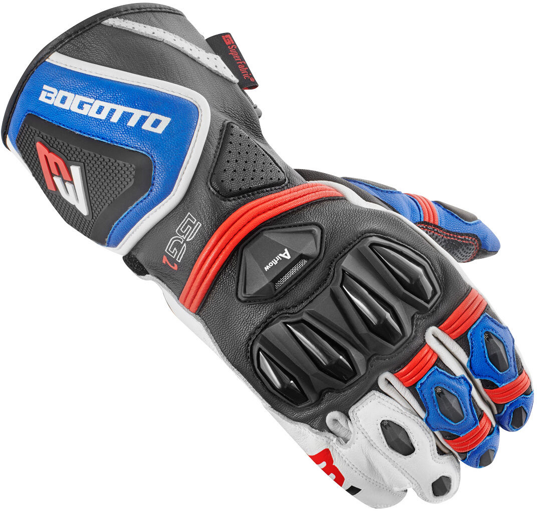 Bogotto Monza Guantes de moto perforados - Negro Blanco Rojo (L)