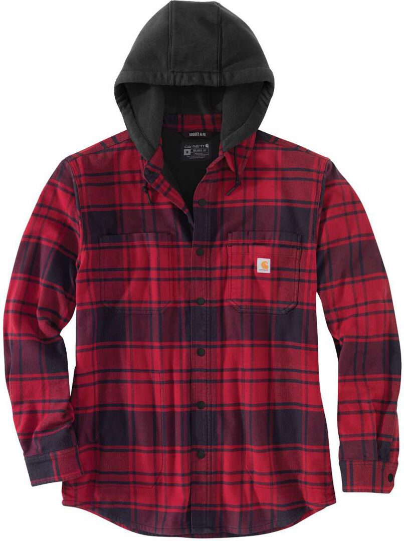 Carhartt Flannel Fleece Lined Hooded Camisa - Rojo (M)