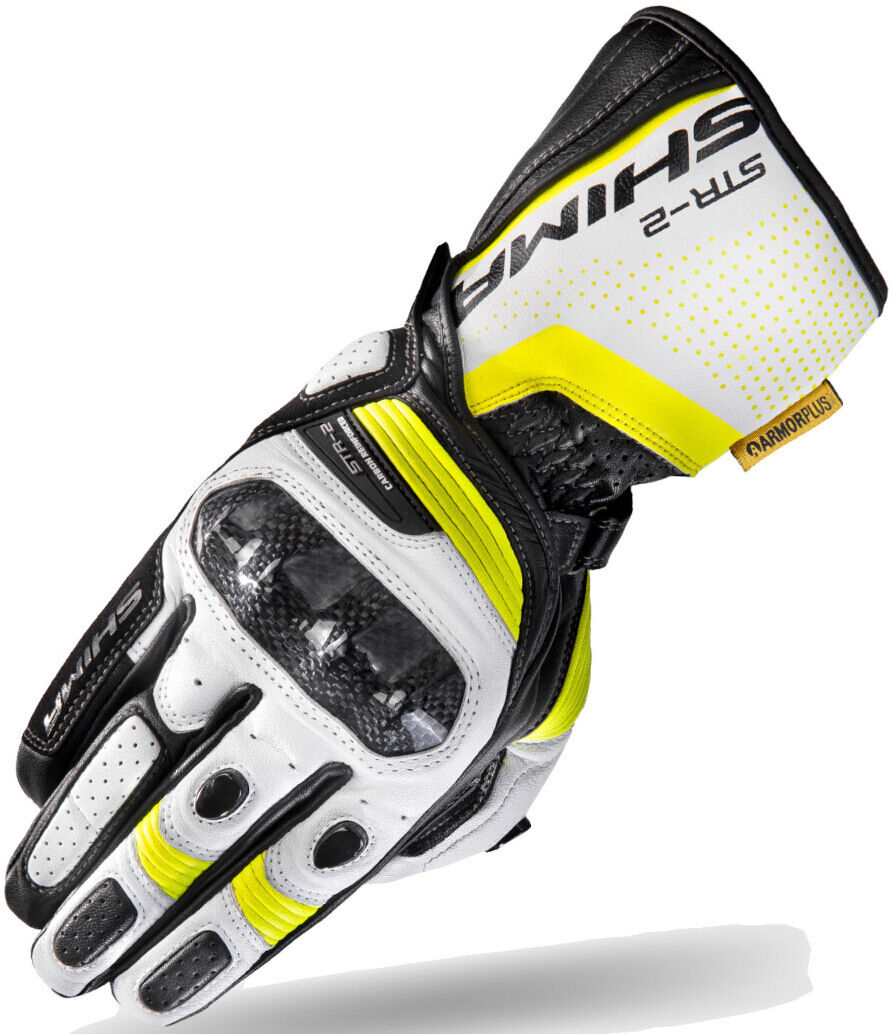 SHIMA STR-2 Guantes de moto - Negro Blanco Amarillo (XL)