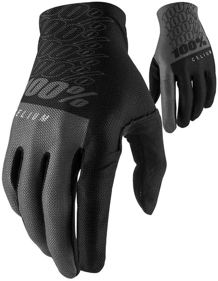 100% Celium Guantes de bicicleta - Negro Gris (XL)