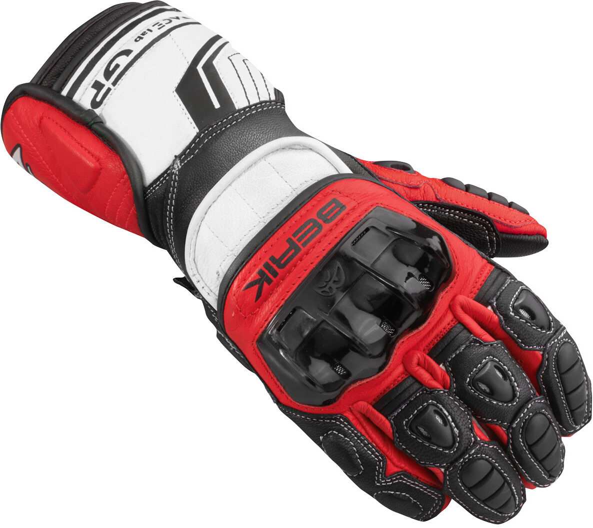 Berik Track Pro Guantes de motocicleta - Negro Blanco Rojo (3XL)