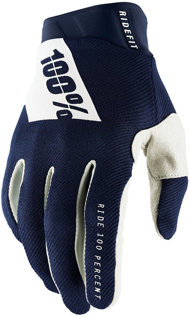 100% Ridefit Guantes de bicicleta - Blanco Azul (S)