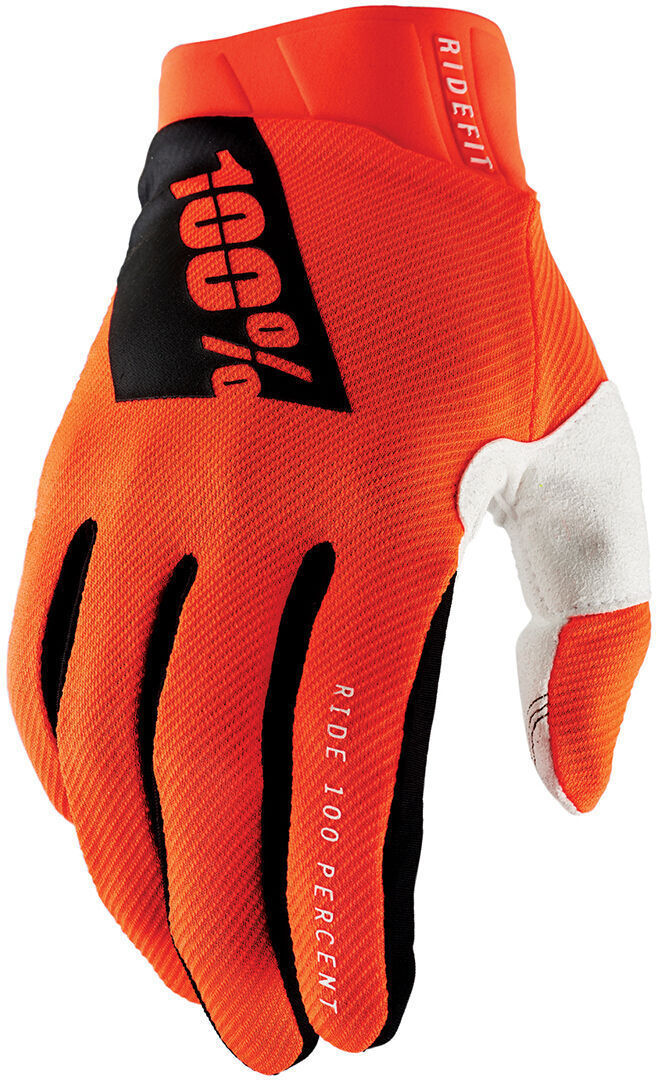 100% Ridefit Guantes de bicicleta - Blanco Naranja (S)