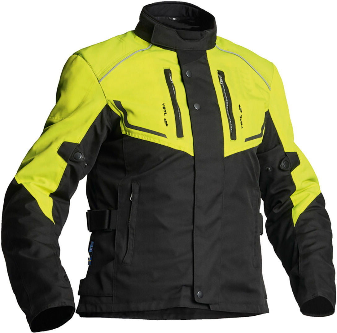 Lindstrands Halden Chaqueta textil impermeable para motocicleta - Negro Amarillo (56)