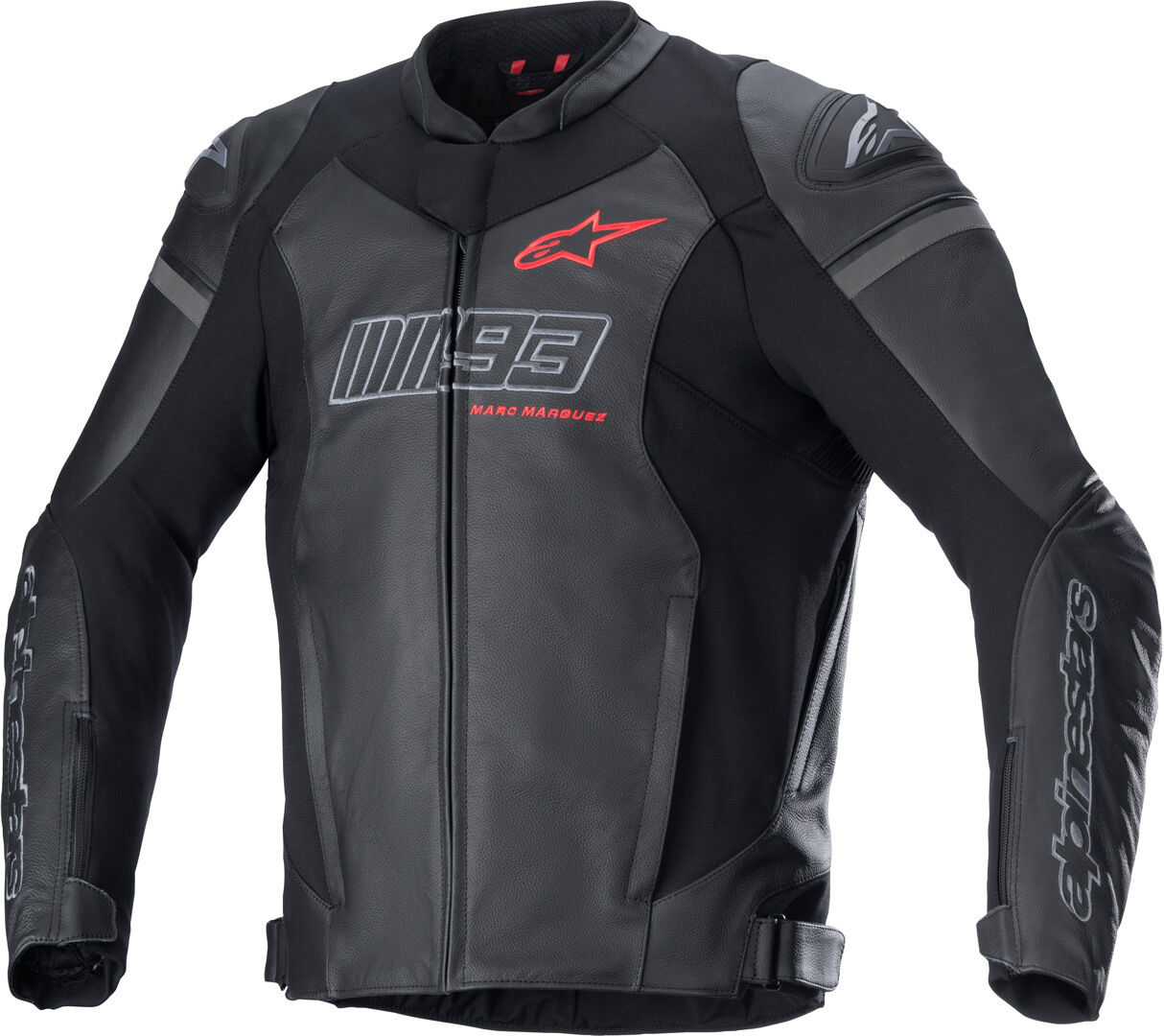 Alpinestars MM93 Track Chaqueta de cuero de motocicleta - Negro Rojo (58)