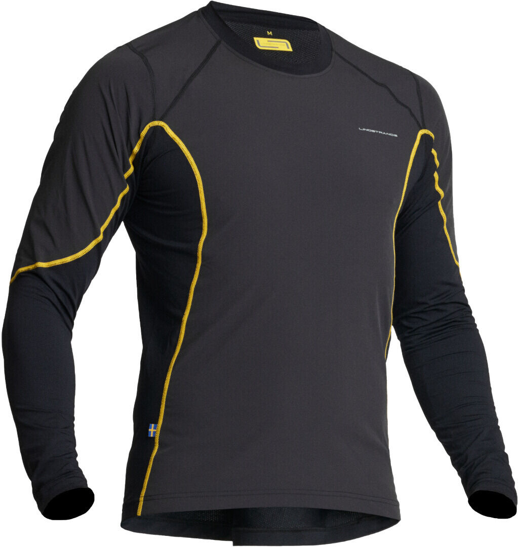 Lindstrands Dry Wind Camisa funcional de manga larga - Negro Amarillo (XS)