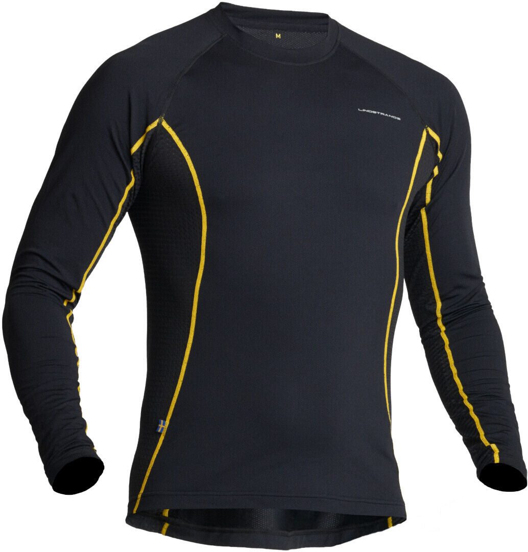 Lindstrands Dry Camisa funcional de manga larga - Negro Amarillo (L)