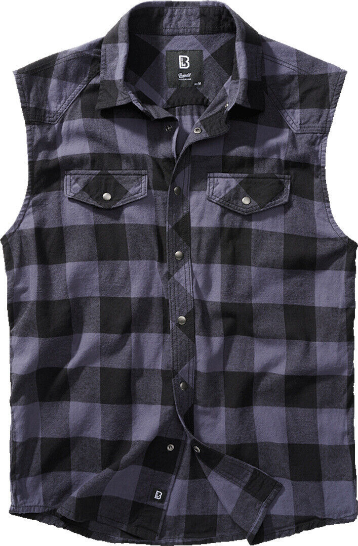 Brandit Checkshirt Camisa sin mangas - Negro Gris (XL)