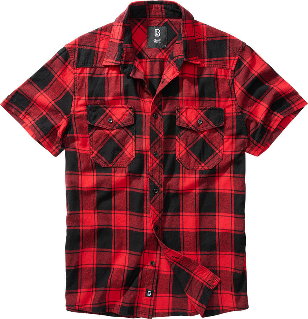 Brandit Checkshirt Camisa de manga corta - Negro Rojo (S)