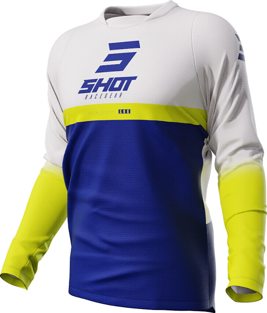 Shot Devo Reflex Maillot de Motocross - Blanco Azul Amarillo (L)