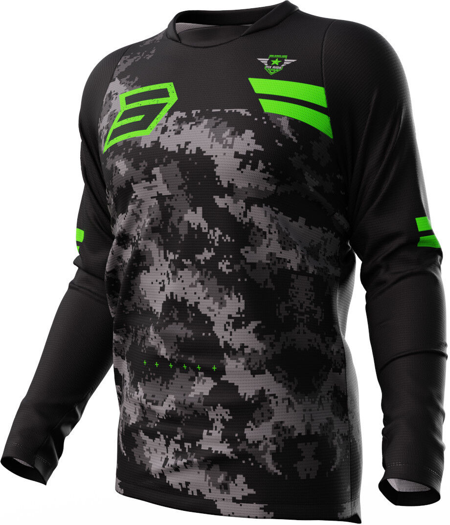 Shot Devo Army Maillot de Motocross - Negro Verde (XS)