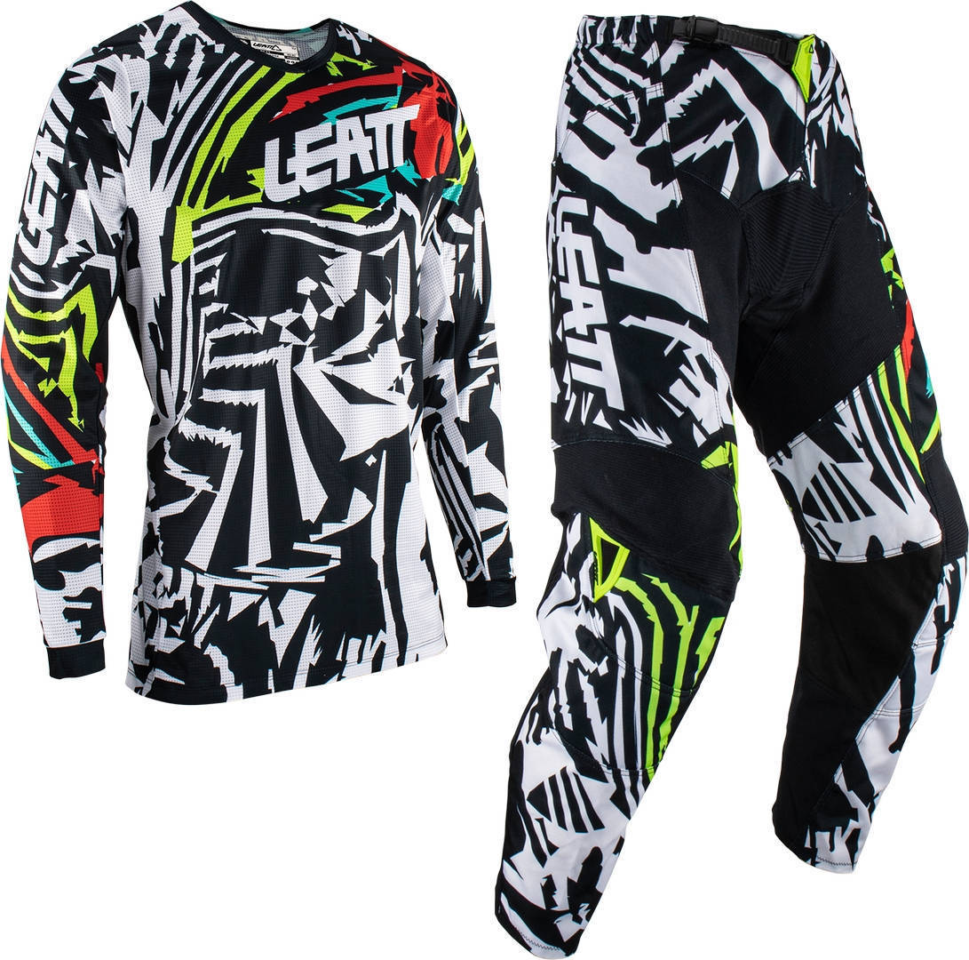 Leatt 3.5 Zebra Jersey y pantalón de motocross - Negro Blanco (M)