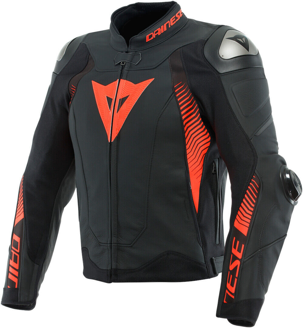 Dainese Super Speed 4 Chaqueta de cuero de motocicleta - Negro Rojo (44)