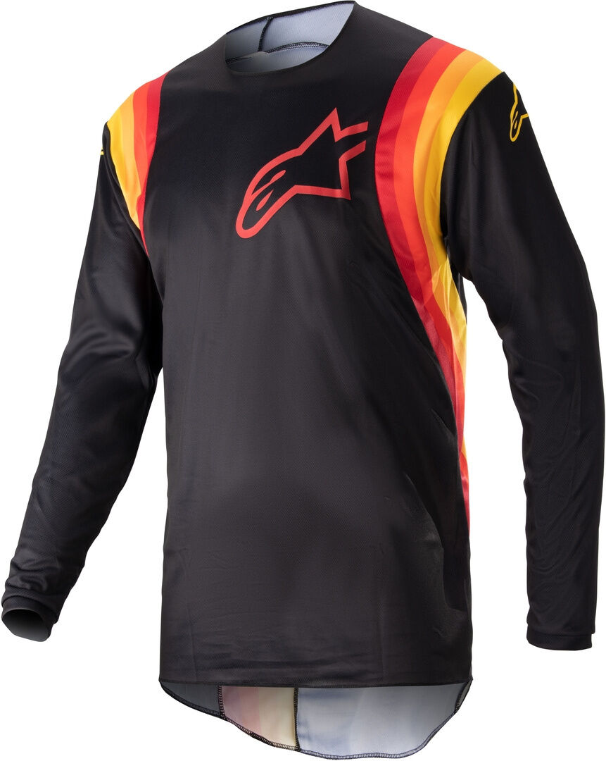 Alpinestars Fluid Corsa Maillot de Motocross - Negro Rojo Amarillo (XL)