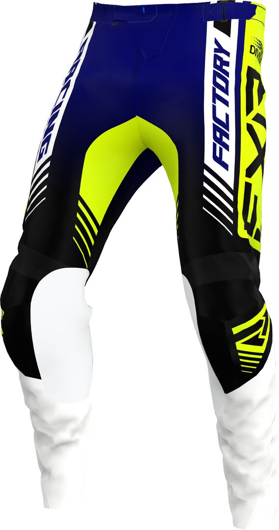 FXR Clutch Pro 2023 Pantalones de motocross - Blanco Azul Amarillo (32)