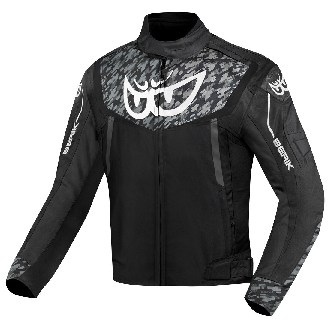 Berik Camo Street Chaqueta textil impermeable para motocicletas - Negro Blanco (56)