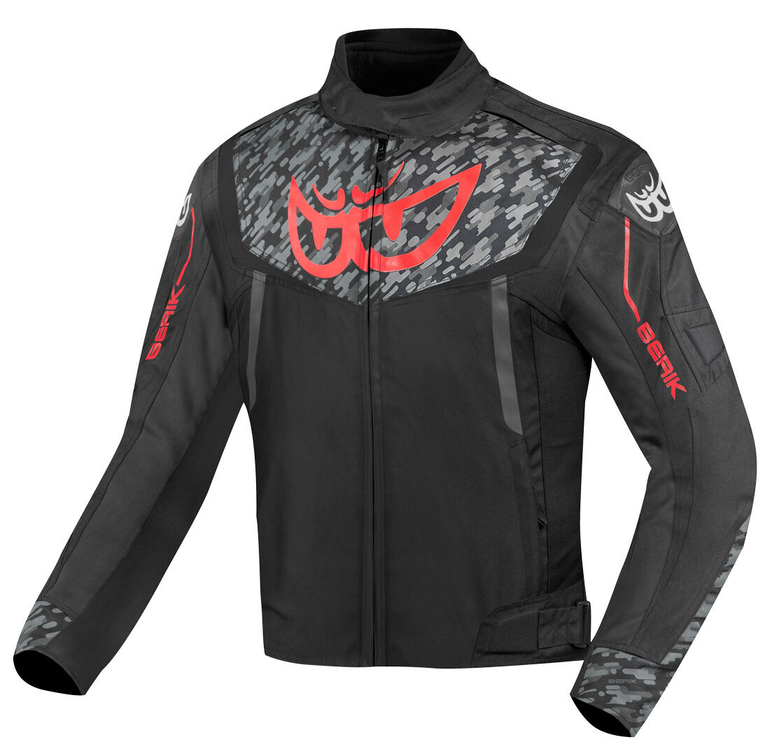 Berik Camo Street Chaqueta textil impermeable para motocicletas - Negro Rojo (50)