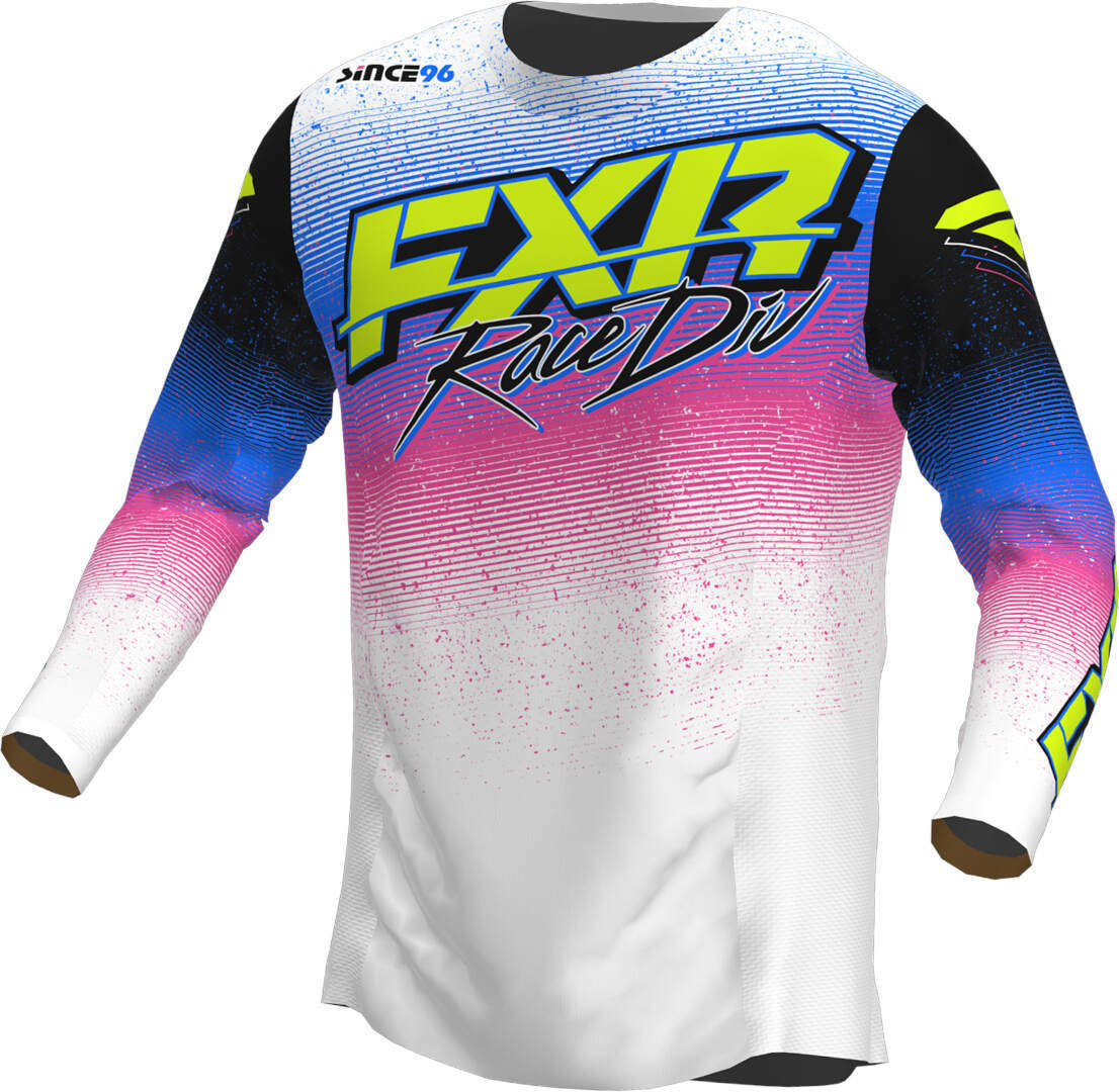 FXR Podium 2023 Maillot Juvenil de Motocross - Negro Blanco Azul (L)