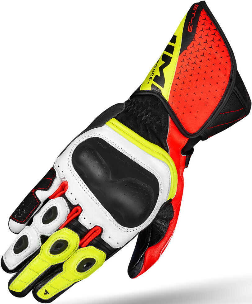 SHIMA ST-3 Guantes de moto perforados - Negro Blanco Rojo (2XL)