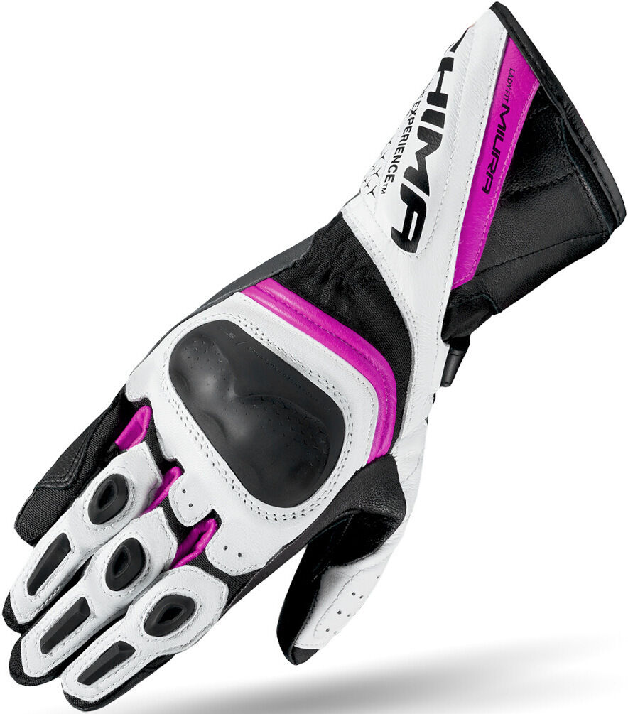 SHIMA Miura Guantes de moto perforados para mujer - Negro Blanco Rosa (XS)