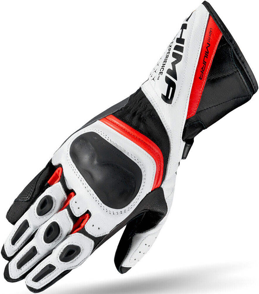 SHIMA Miura Guantes de moto perforados para mujer - Negro Blanco Rojo