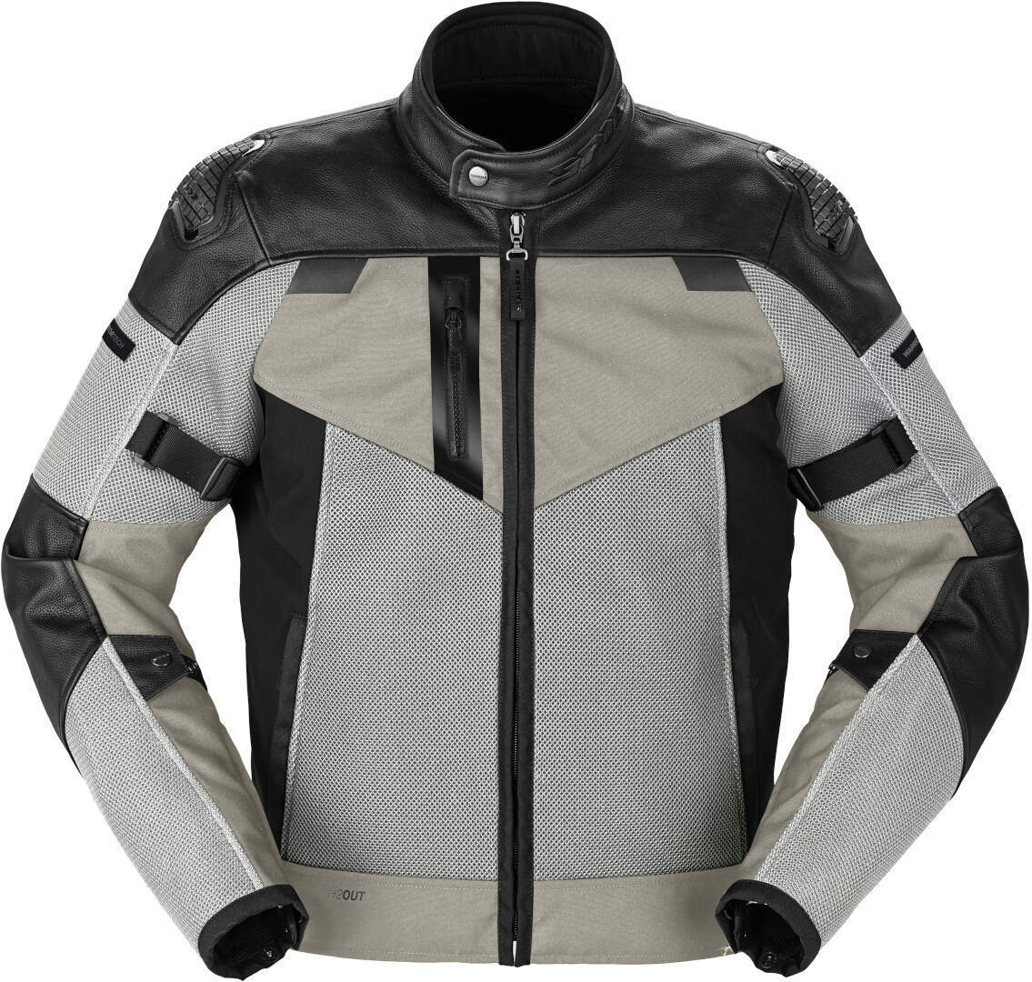 Spidi Vent Pro Chaqueta de cuero de motocicleta - Negro Blanco (58)