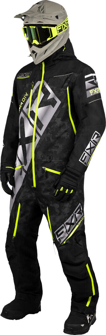 FXR CX F.A.S.T. Insulated 2023 Traje de moto de nieve de una pieza - Negro Gris Amarillo (M)