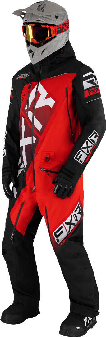 FXR CX F.A.S.T. Insulated 2023 Traje de moto de nieve de una pieza - Negro Blanco Rojo (M)